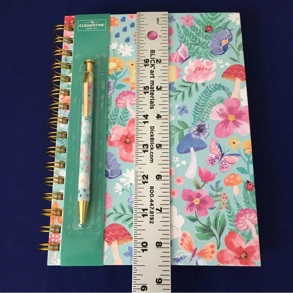 Clementine Spiral Notebook ~ Mushroom Floral Meadow Notebook